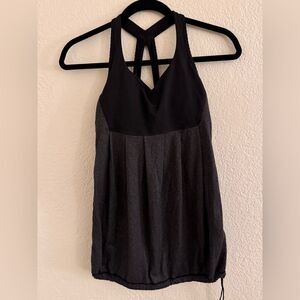 Lululemon Athletica Black Pleated Cut Out Tank Top